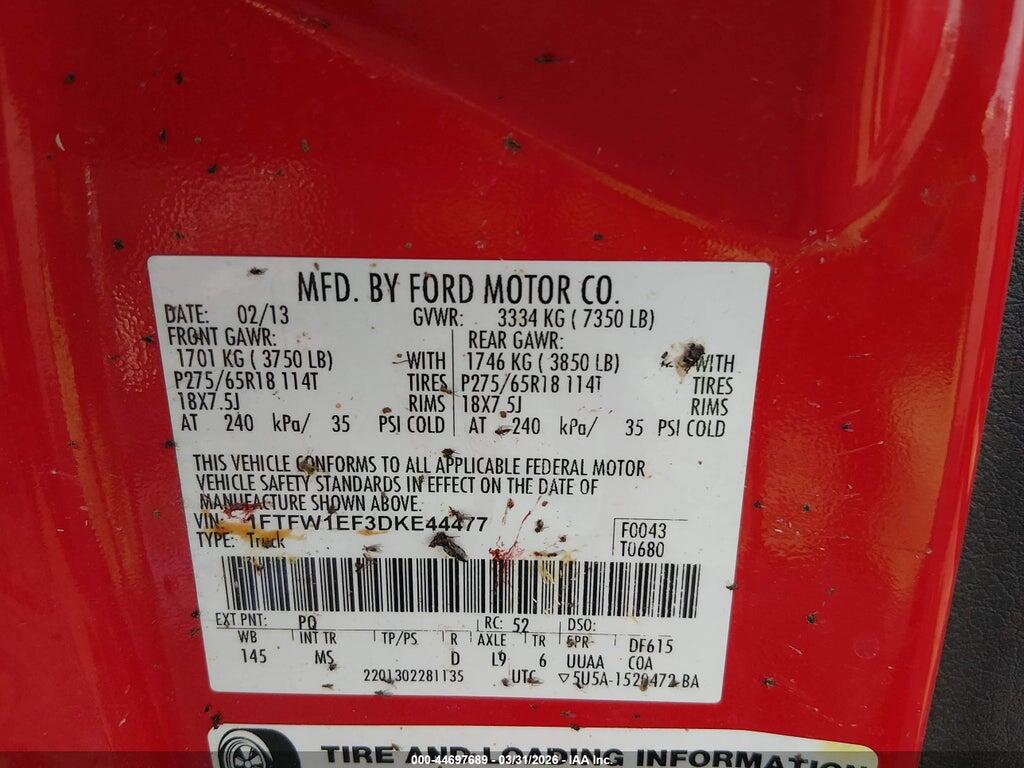 1FTFW1EF3DKE44477 2013 FORD F-150 photo no. 9