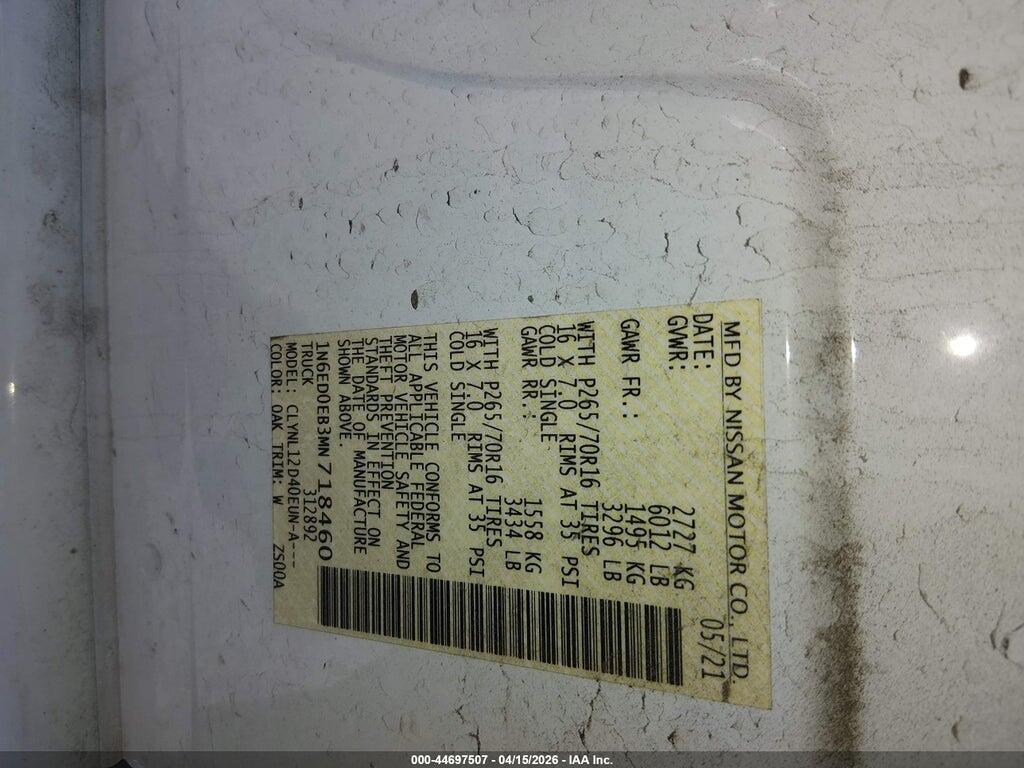 1N6ED0EB3MN718460 2021 NISSAN FRONTIER photo no. 9