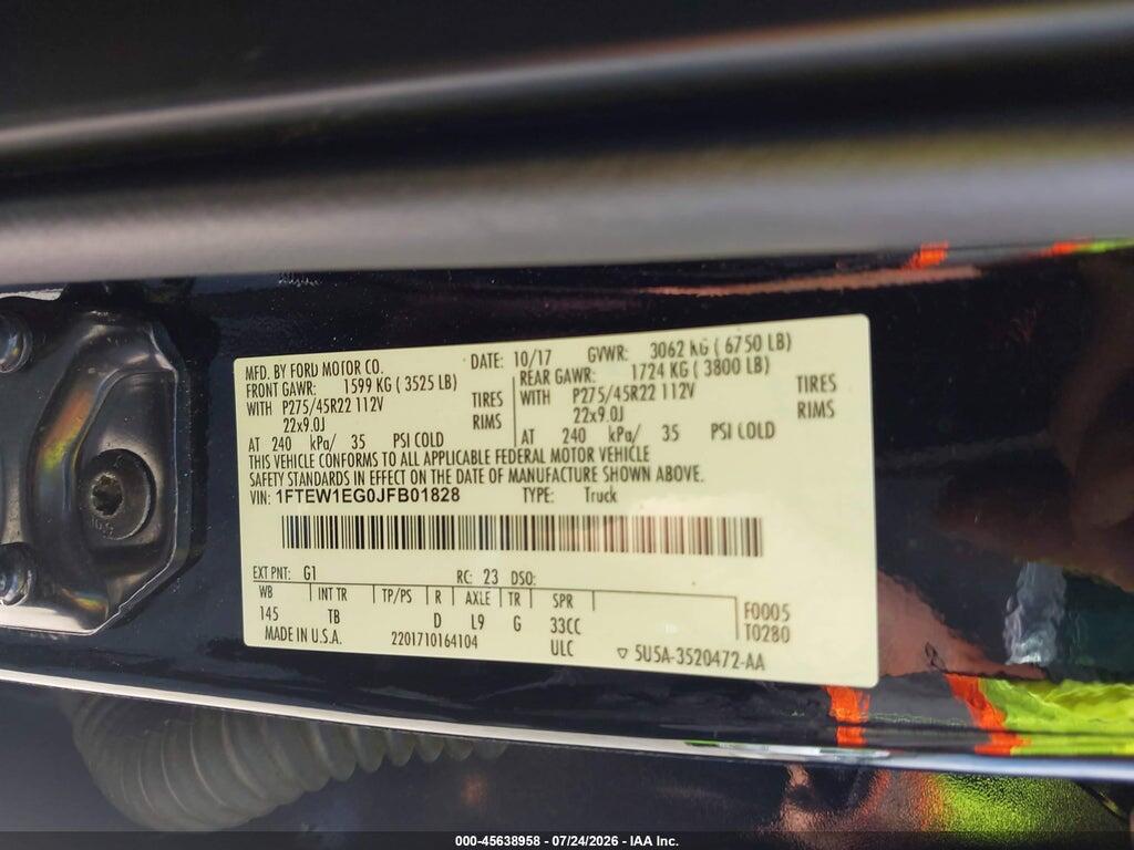 1FTEW1EG0JFB01828 2018 FORD F-150 photo no. 9