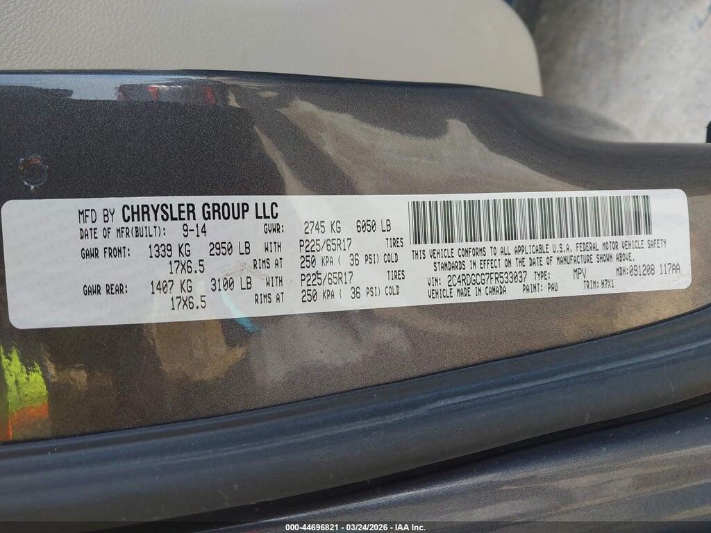 2C4RDGCG7FR533037 2015 DODGE GRAND CARAVAN photo no. 9