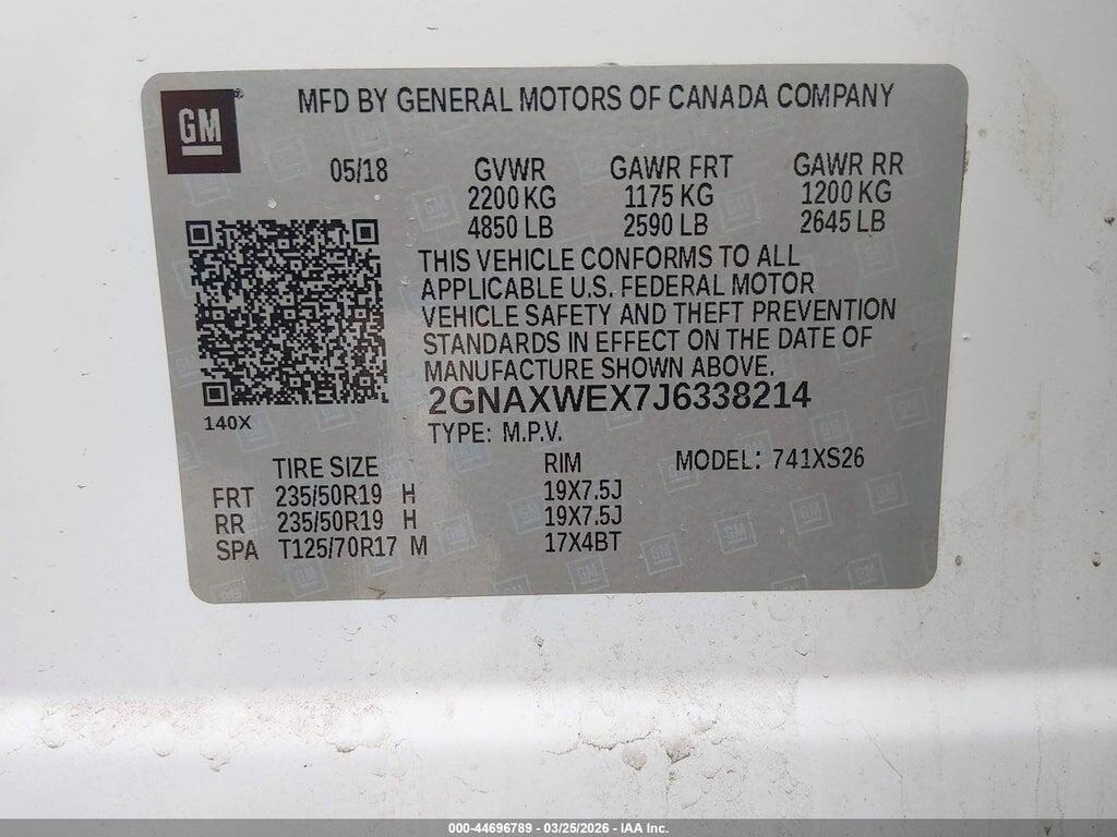 2GNAXWEX7J6338214 2018 CHEVROLET EQUINOX photo no. 9