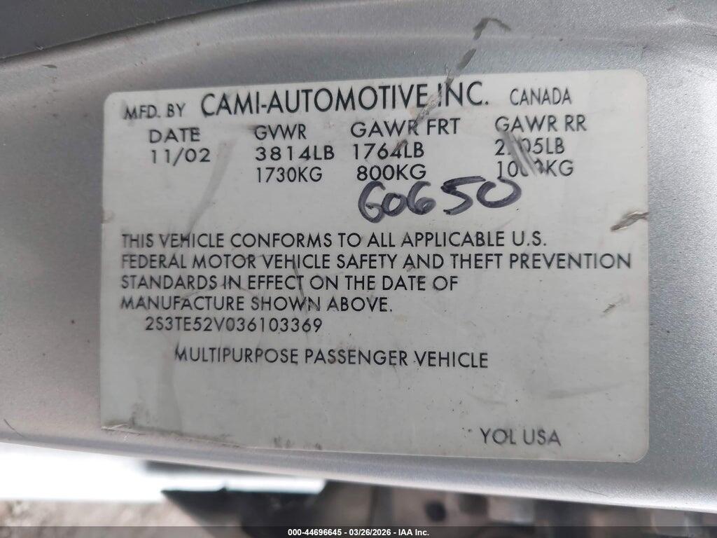 2S3TE52V036103369 2003 SUZUKI VITARA photo no. 9