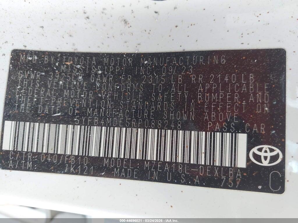 5YFB4MDE5RP088248 2024 TOYOTA COROLLA photo no. 9