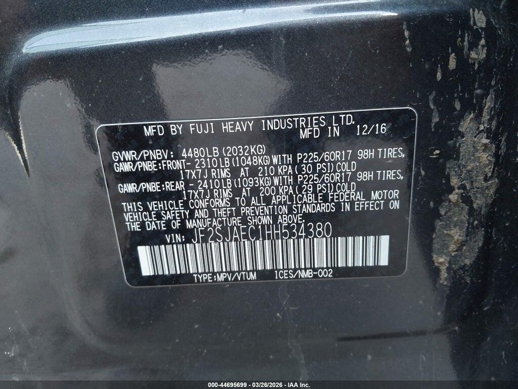 JF2SJAEC1HH534380 2017 SUBARU FORESTER photo no. 9
