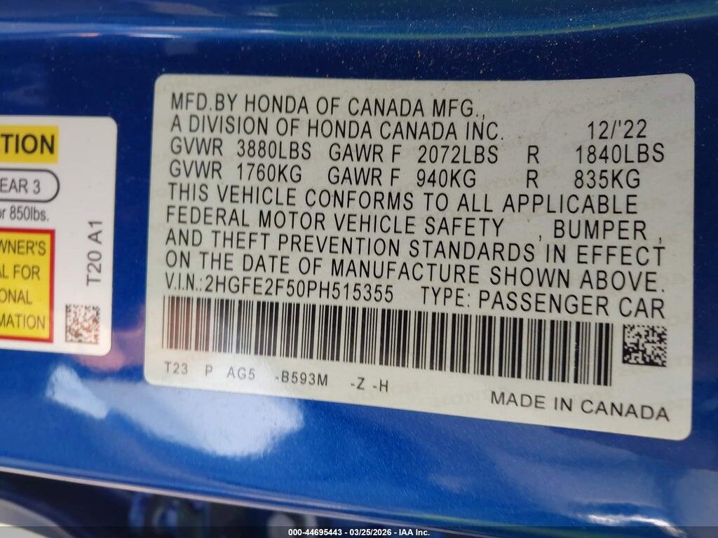2HGFE2F50PH515355 2023 HONDA CIVIC photo no. 9