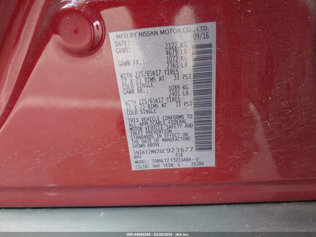 5N1AT2MV2GC923677 2016 NISSAN ROGUE photo no. 9