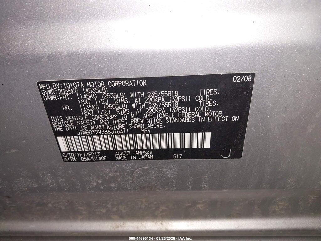 JTMBD32V386076411 2008 TOYOTA RAV4 photo no. 9