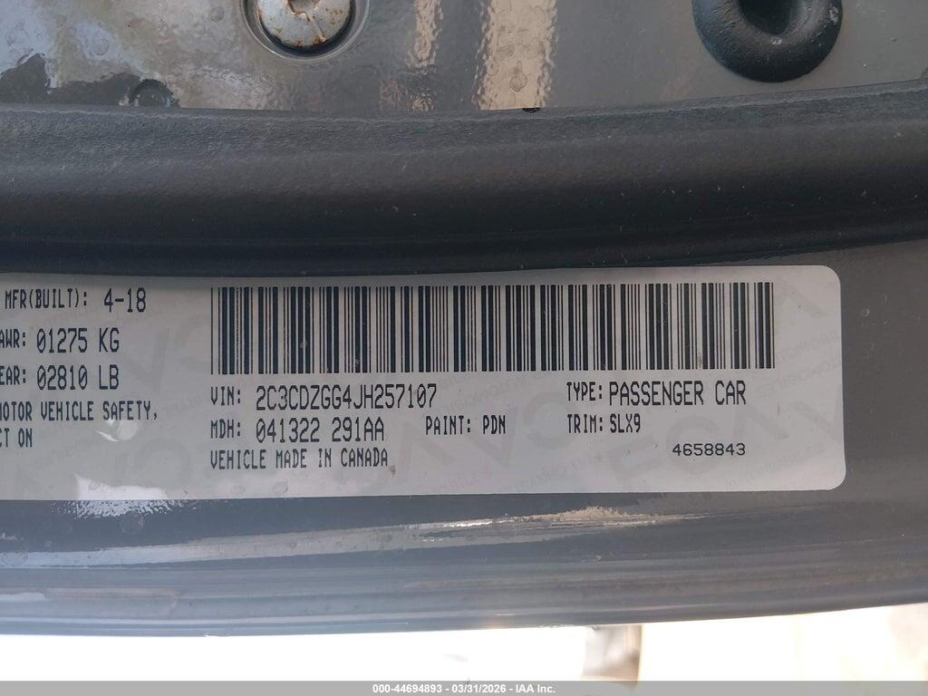 2C3CDZGG4JH257107 2018 DODGE CHALLENGER photo no. 9