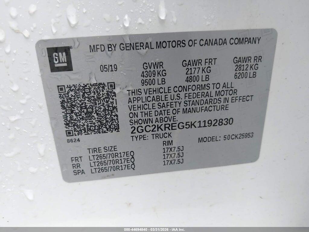 2GC2KREG5K1192830 2019 CHEVROLET SILVERADO 2500HD photo no. 9