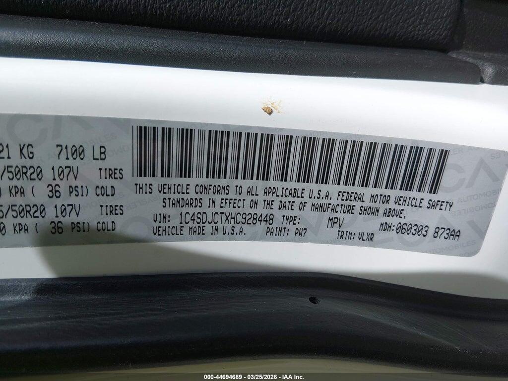 1C4SDJCTXHC928448 2017 DODGE DURANGO photo no. 9