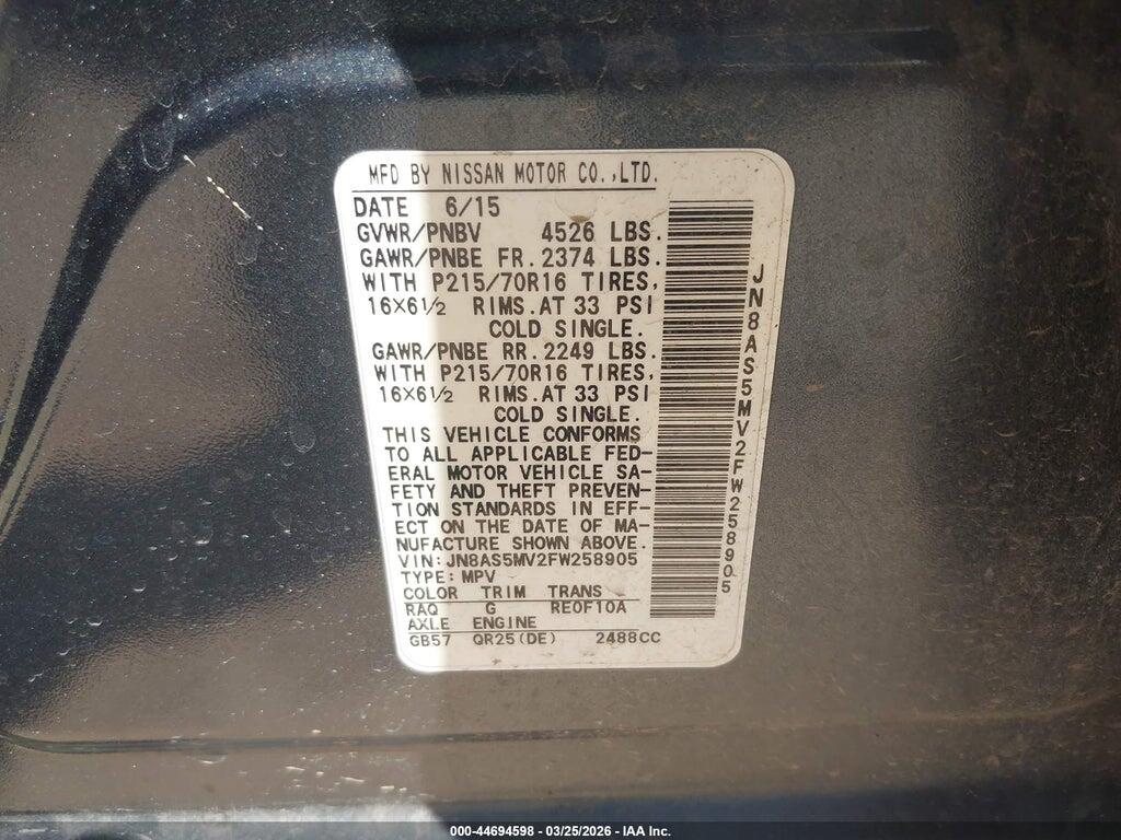 JN8AS5MV2FW258905 2015 NISSAN ROGUE SELECT photo no. 9