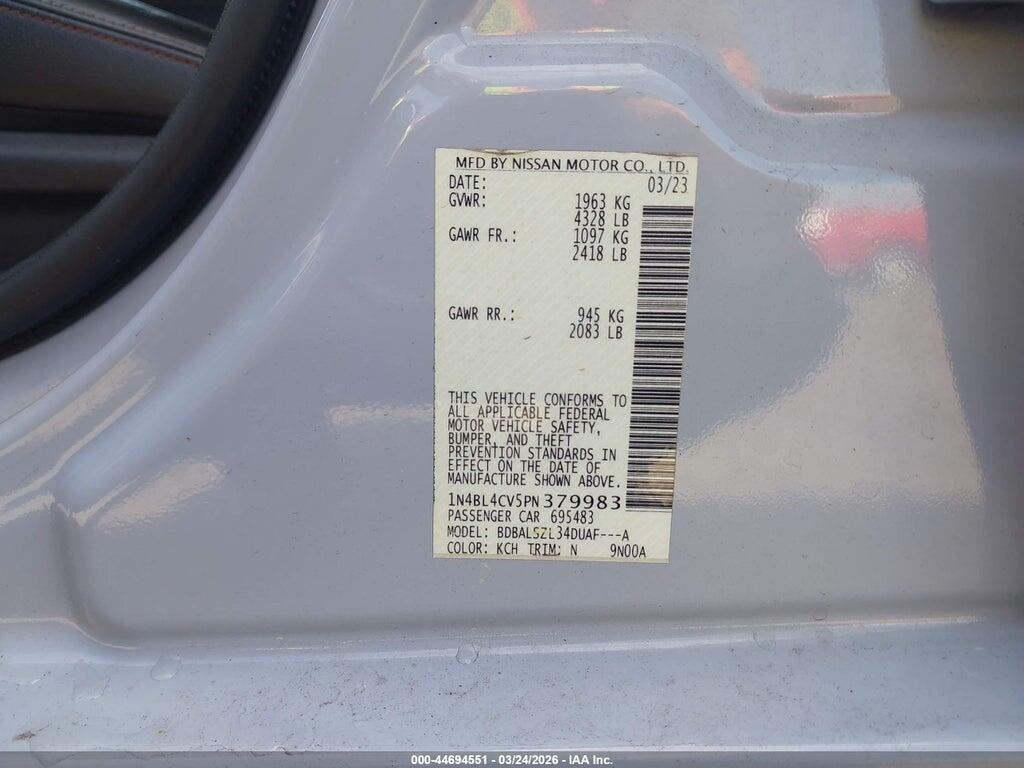 1N4BL4CV5PN379983 2023 NISSAN ALTIMA photo no. 9