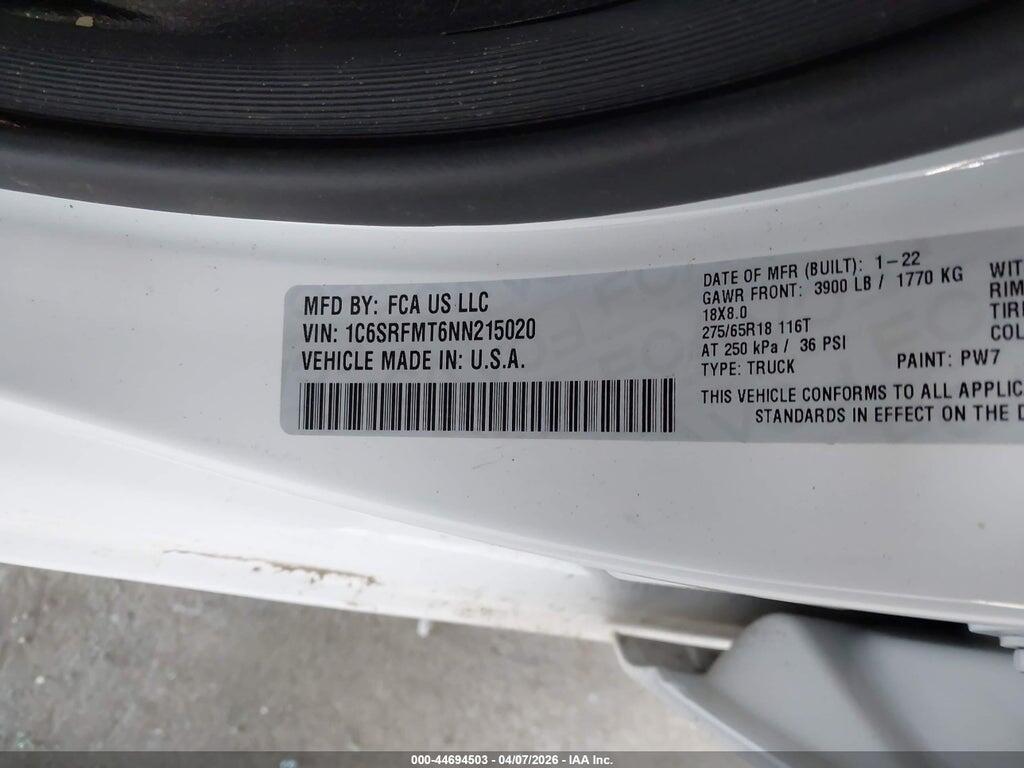 1C6SRFMT6NN215020 2022 RAM 1500 photo no. 9