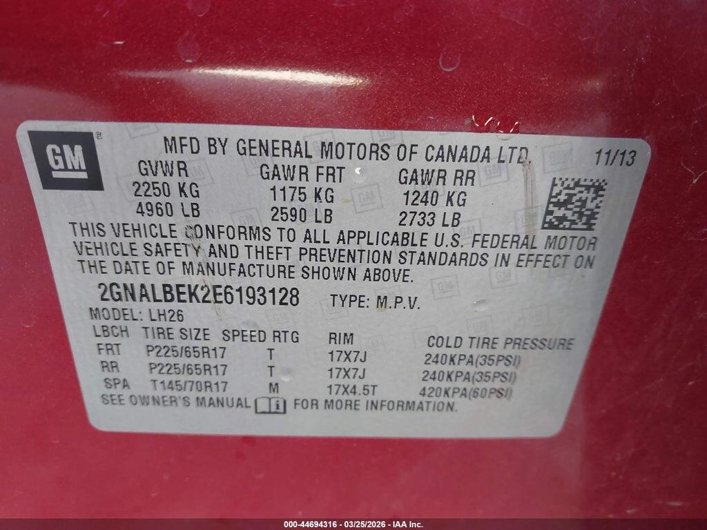 2GNALBEK2E6193128 2014 CHEVROLET EQUINOX photo no. 9