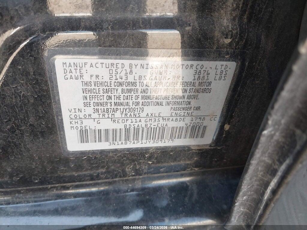3N1AB7AP1JY309179 2018 NISSAN SENTRA photo no. 9