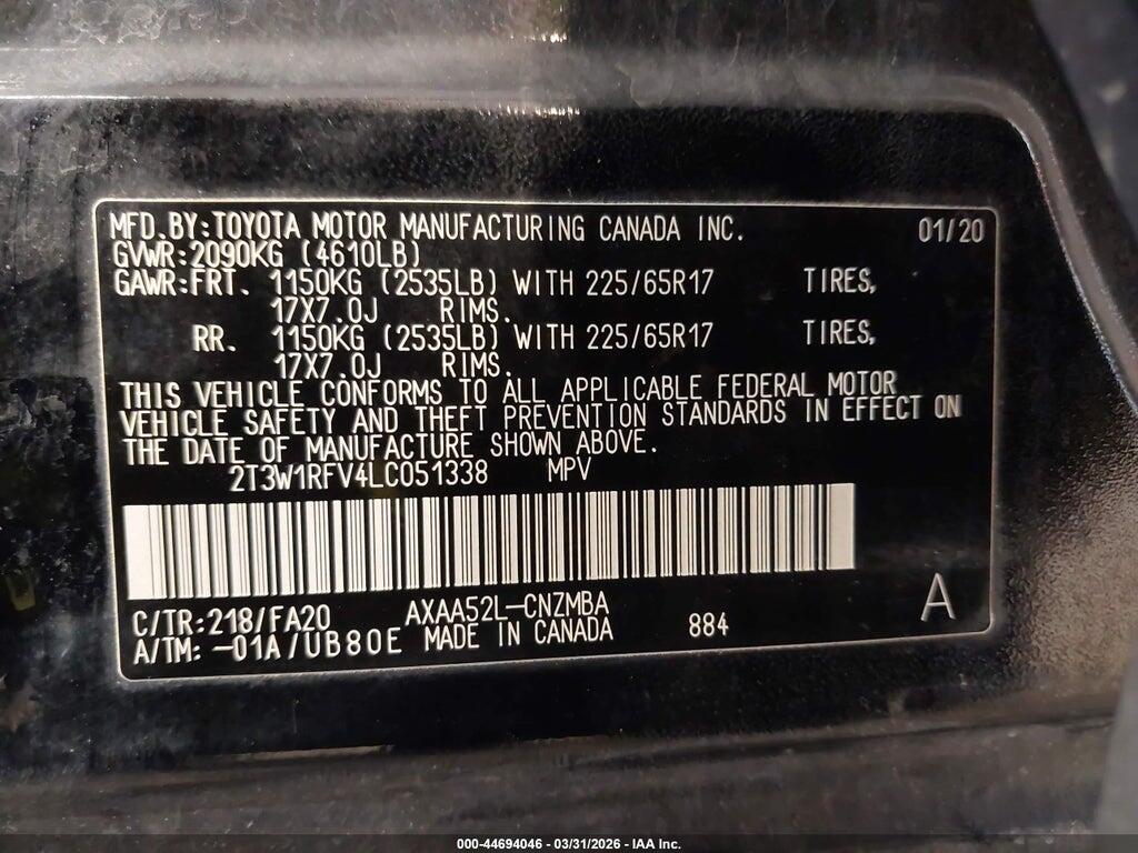 2T3W1RFV4LC051338 2020 TOYOTA RAV4 photo no. 9