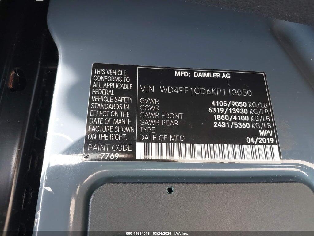 WD4PF1CD6KP113050 2019 MERCEDES-BENZ SPRINTER 2500 photo no. 9