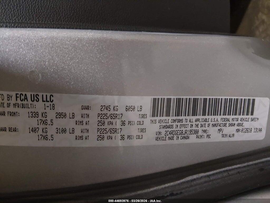 2C4RDGEG8JR195380 2018 DODGE GRAND CARAVAN photo no. 9