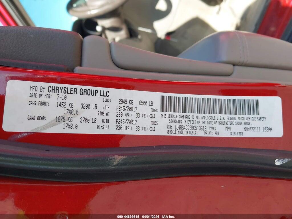 1J4RS4GG9BC513612 2011 JEEP GRAND CHEROKEE photo no. 9