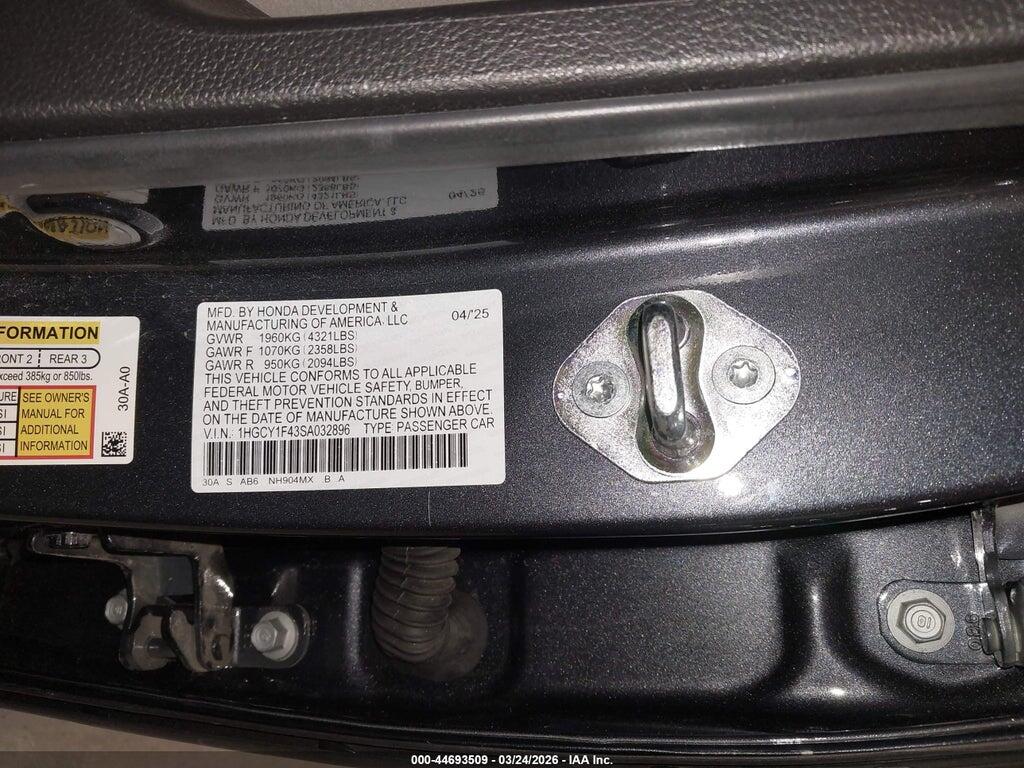 1HGCY1F43SA032896 2025 HONDA ACCORD photo no. 9
