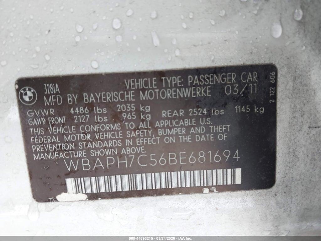 WBAPH7C56BE681694 2011 BMW 328I photo no. 9