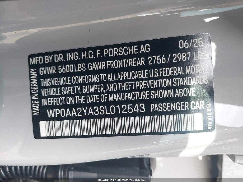 WP0AA2YA3SL012543 2025 PORSCHE PANAMERA photo no. 9