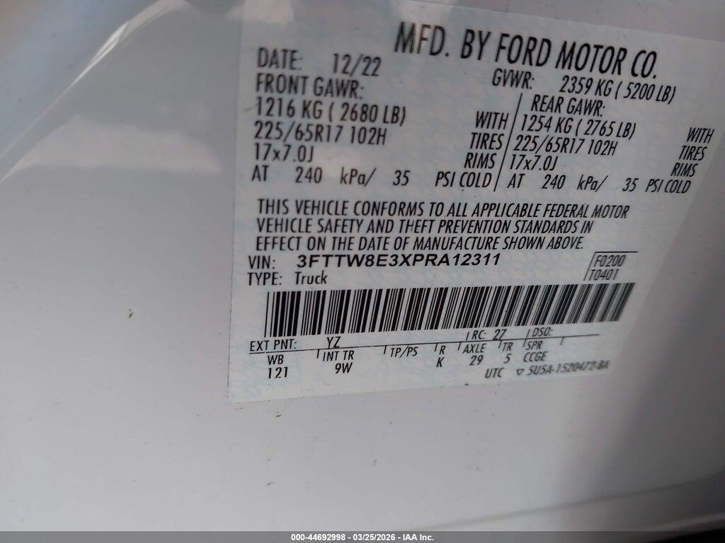 3FTTW8E3XPRA12311 2023 FORD MAVERICK photo no. 9