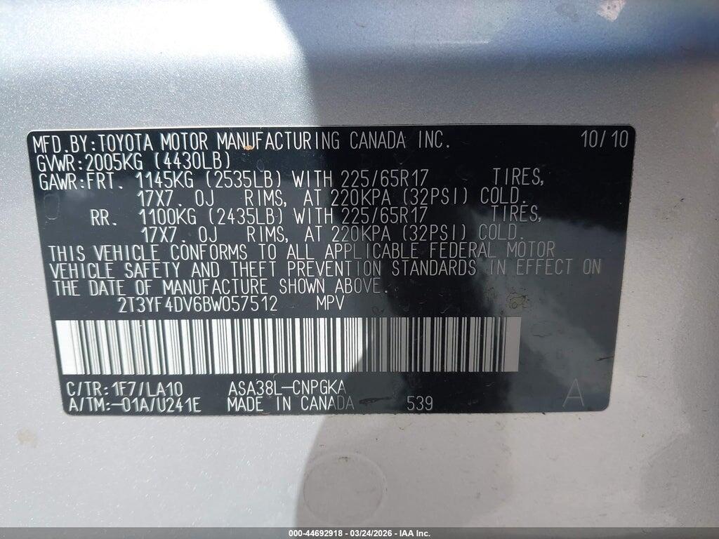 2T3YF4DV6BW057512 2011 TOYOTA RAV4 photo no. 9