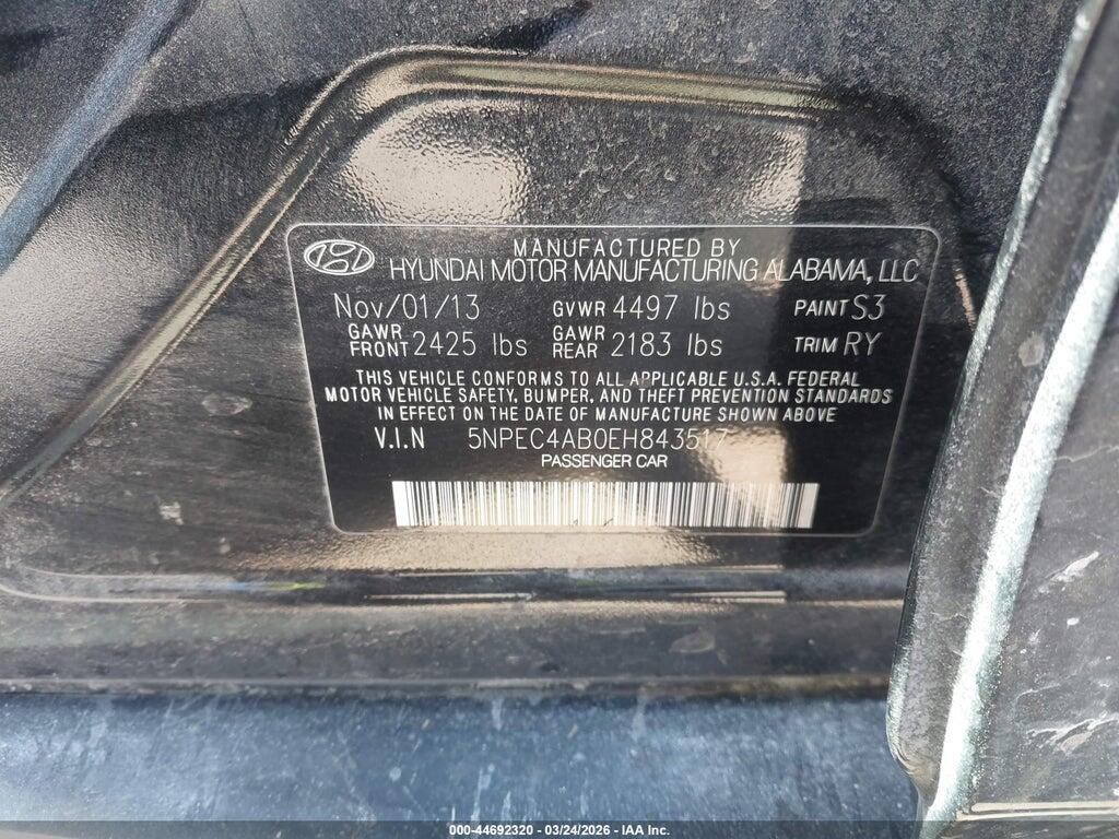 5NPEC4AB0EH843517 2014 HYUNDAI SONATA photo no. 9
