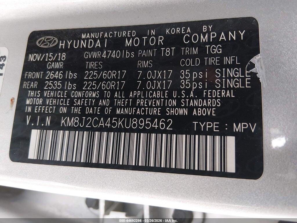 KM8J2CA45KU895462 2019 HYUNDAI TUCSON photo no. 9