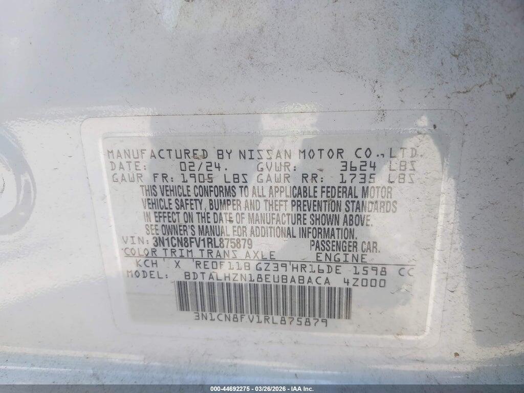3N1CN8FV1RL875879 2024 NISSAN VERSA photo no. 9