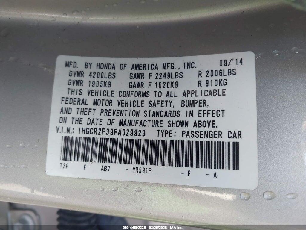 1HGCR2F39FA029923 2015 HONDA ACCORD photo no. 9
