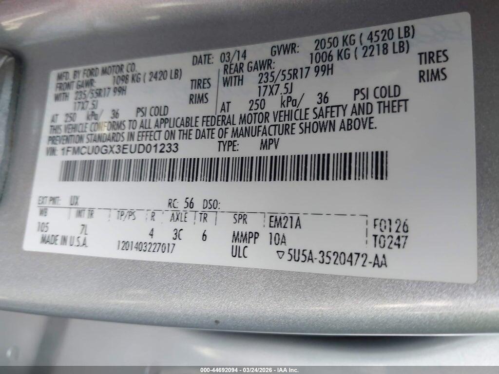 1FMCU0GX3EUD01233 2014 FORD ESCAPE photo no. 9