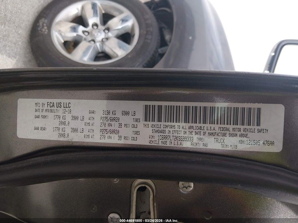 1C6RR7LT2KS599333 2019 RAM 1500 CLASSIC photo no. 9