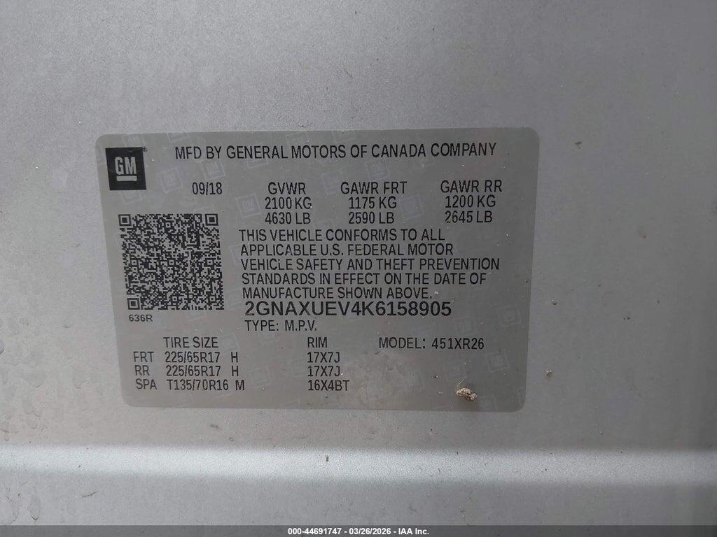 2GNAXUEV4K6158905 2019 CHEVROLET EQUINOX photo no. 9