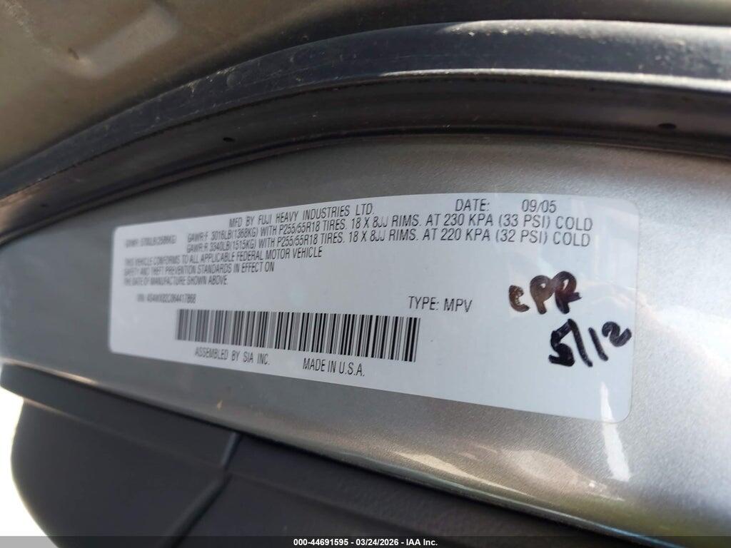 4S4WX82C064417868 2006 SUBARU B9 TRIBECA photo no. 9