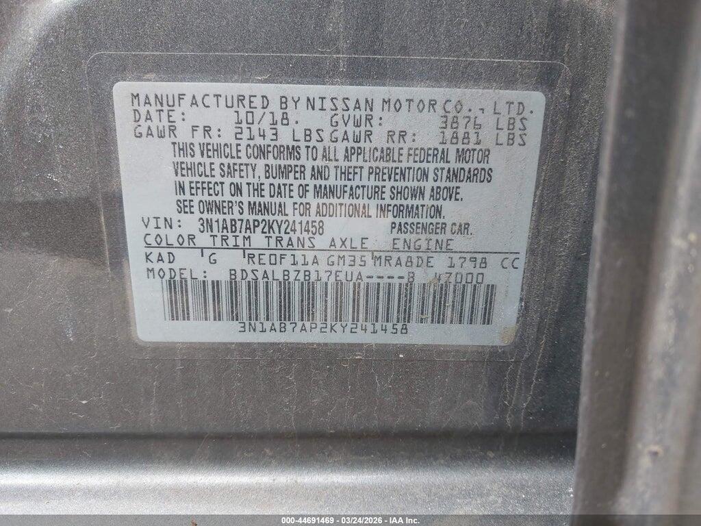 3N1AB7AP2KY241458 2019 NISSAN SENTRA photo no. 9