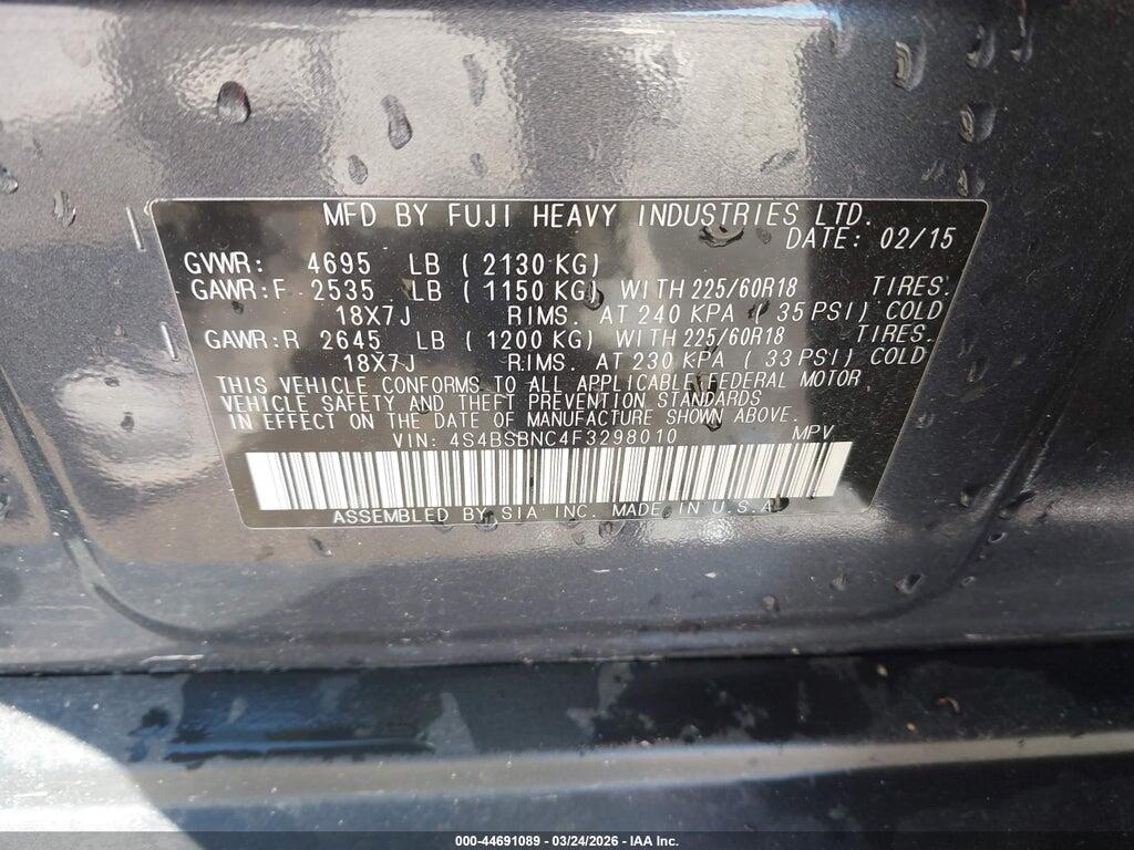 4S4BSBNC4F3298010 2015 SUBARU OUTBACK photo no. 9