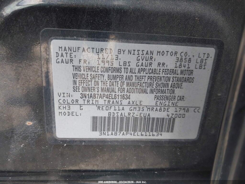 3N1AB7AP4EL611634 2014 NISSAN SENTRA photo no. 9