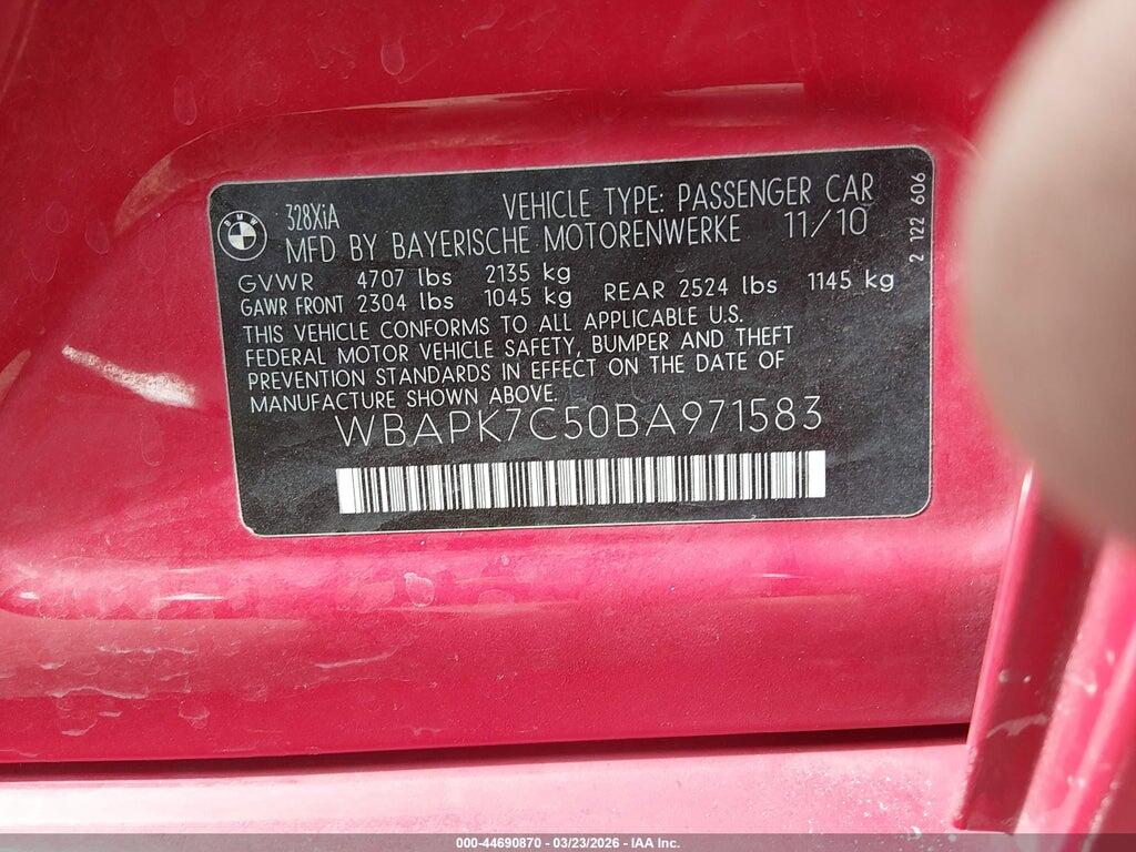WBAPK7C50BA971583 2011 BMW 328I photo no. 9