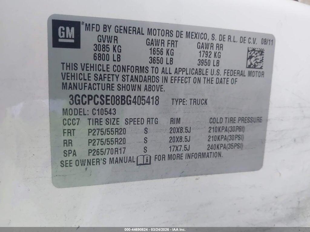 3GCPCSE08BG405418 2011 CHEVROLET SILVERADO 1500 photo no. 9