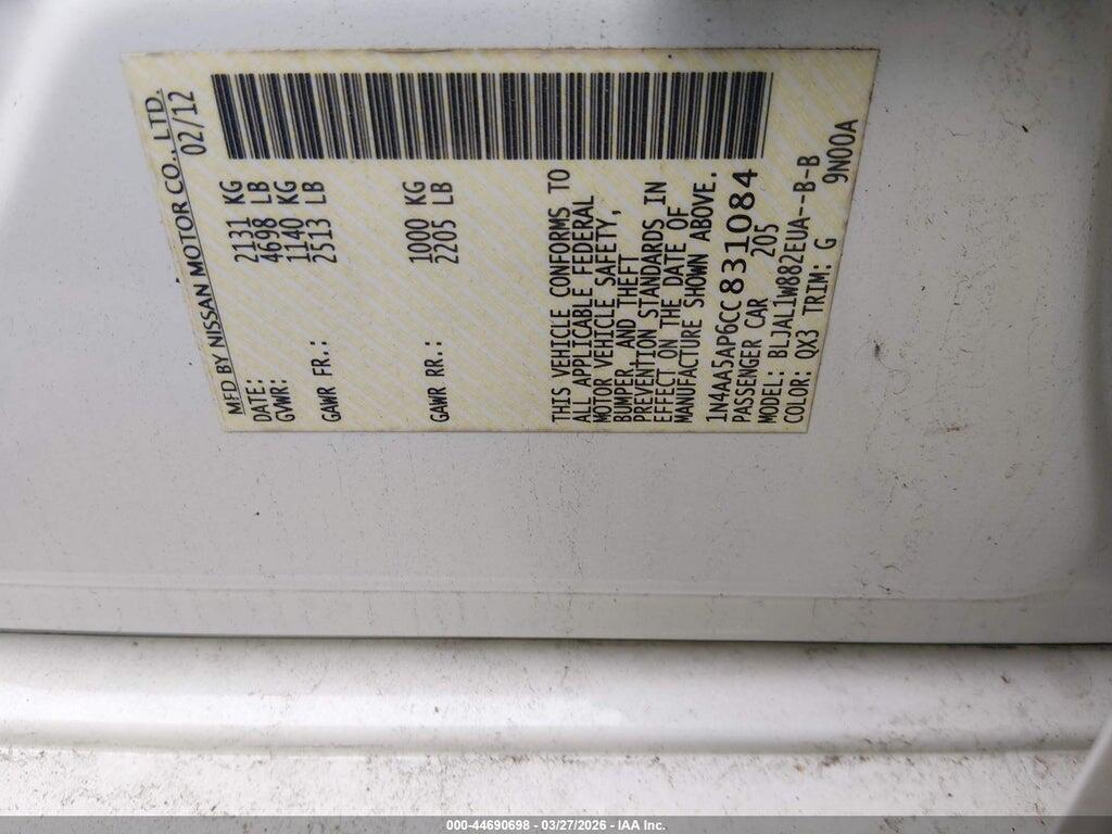 1N4AA5AP6CC831084 2012 NISSAN MAXIMA photo no. 9
