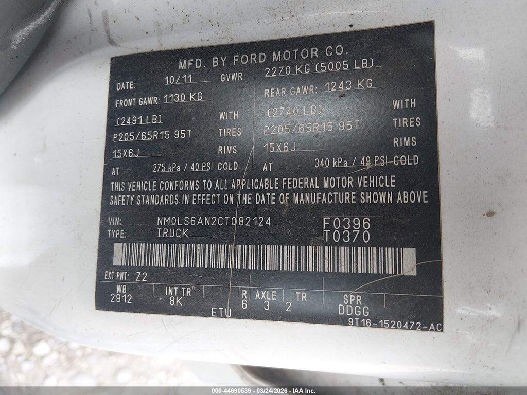 NM0LS6AN2CT082124 2012 FORD TRANSIT CONNECT photo no. 9