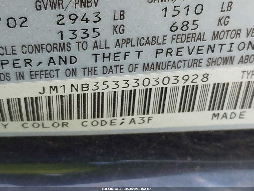JM1NB353330303928 2003 MAZDA MX-5 MIATA photo no. 9