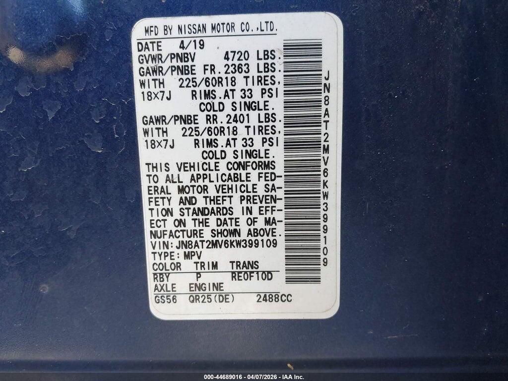 JN8AT2MV6KW399109 2019 NISSAN ROGUE photo no. 9