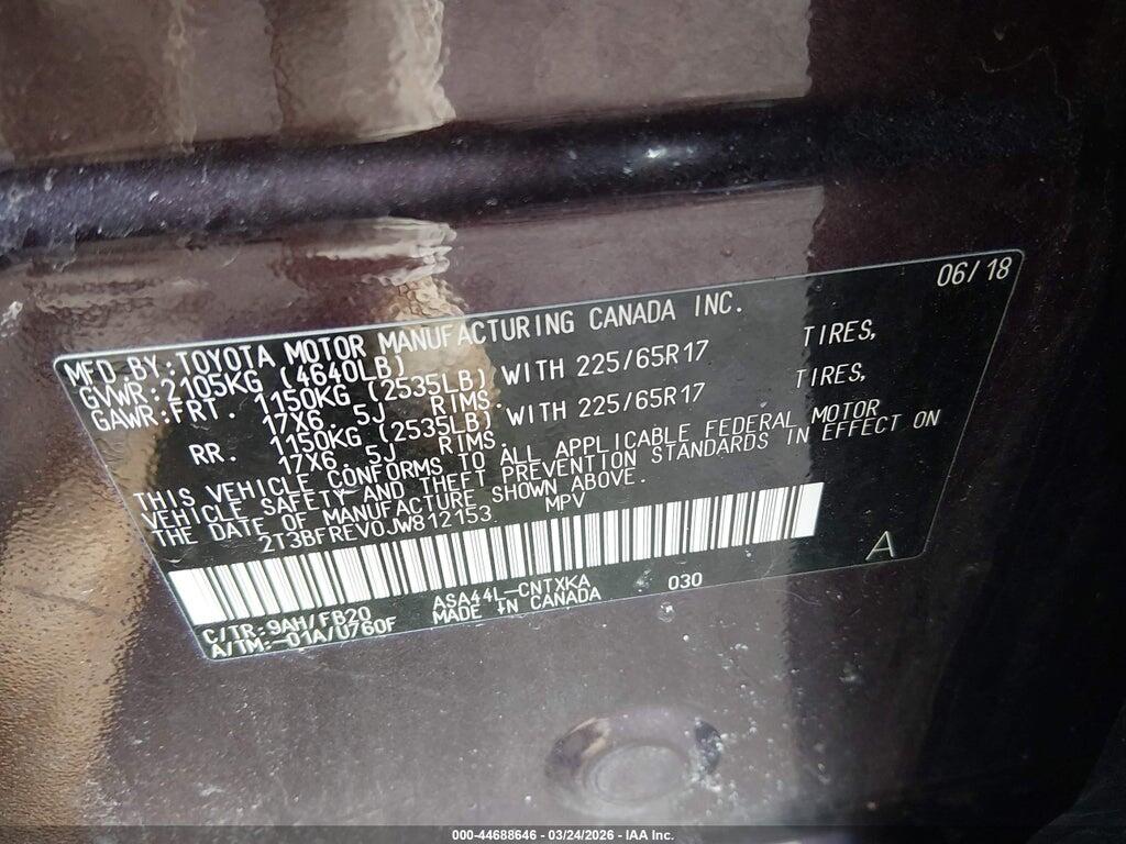 2T3BFREV0JW812153 2018 TOYOTA RAV4 photo no. 9