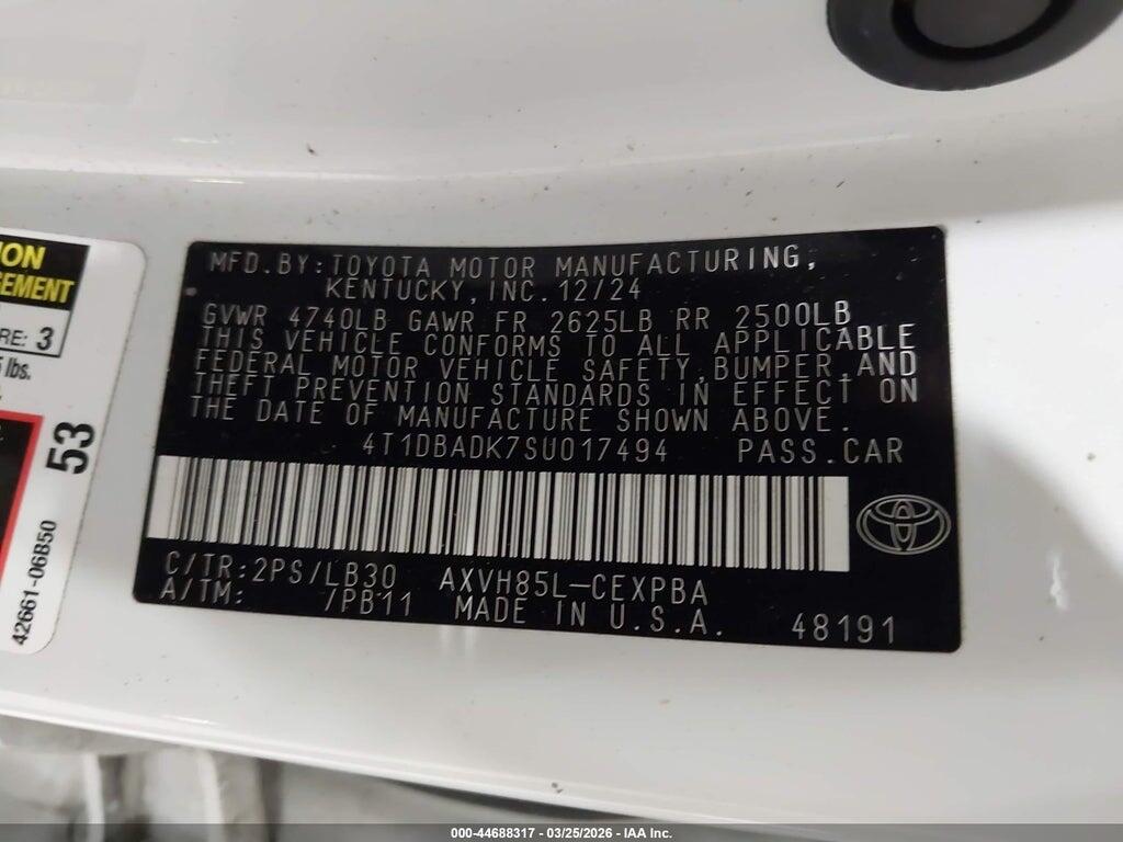 4T1DBADK7SU017494 2025 TOYOTA CAMRY photo no. 9