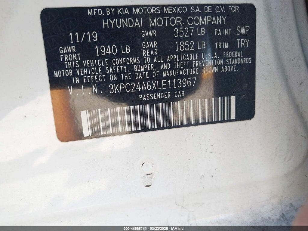 3KPC24A6XLE113967 2020 HYUNDAI ACCENT photo no. 9