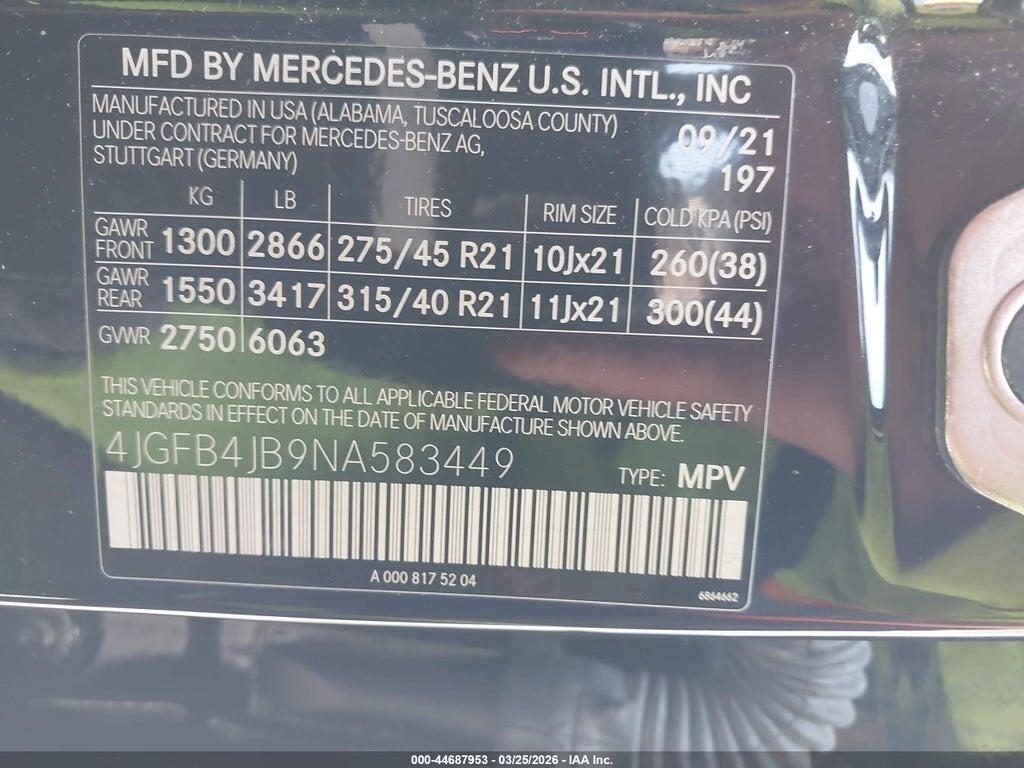 4JGFB4JB9NA583449 2022 MERCEDES-BENZ GLE 350 photo no. 9