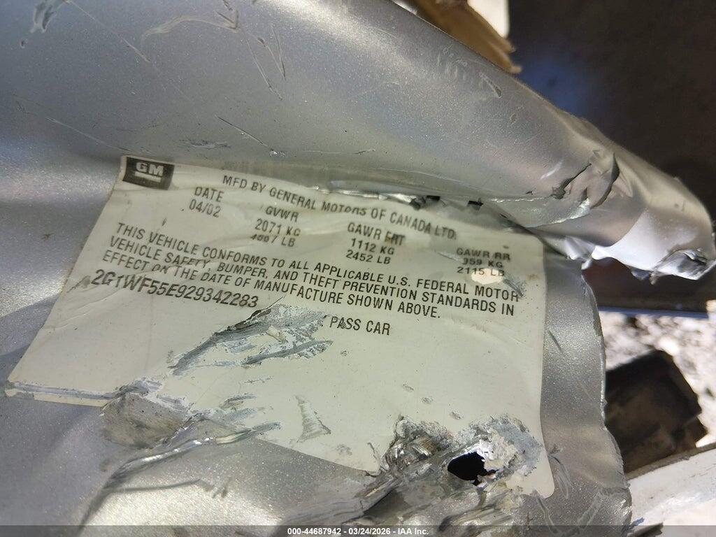 2G1WF55E929342283 2002 CHEVROLET IMPALA photo no. 9